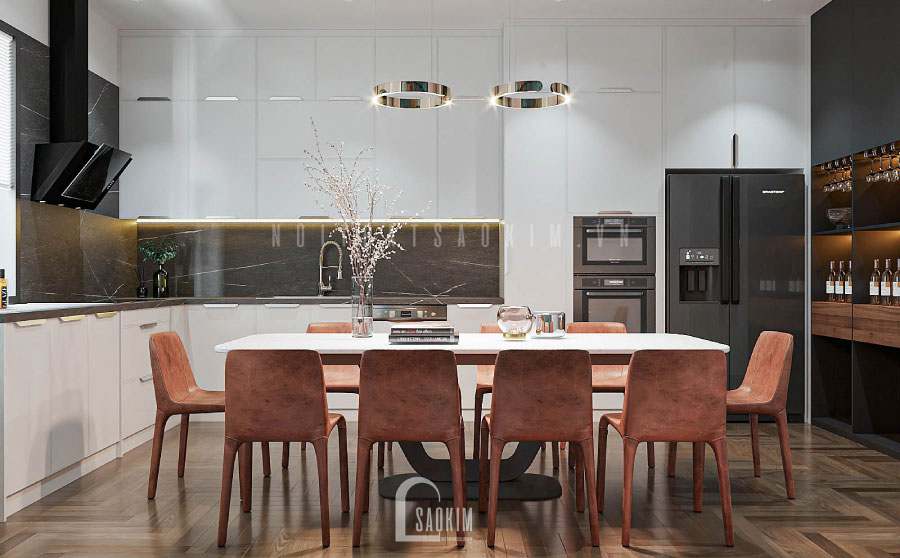 Thiết kế phòng bếp nhà ở vô cùng sang trọng và hiện đại